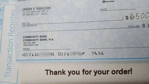 A partially-completed cheque
