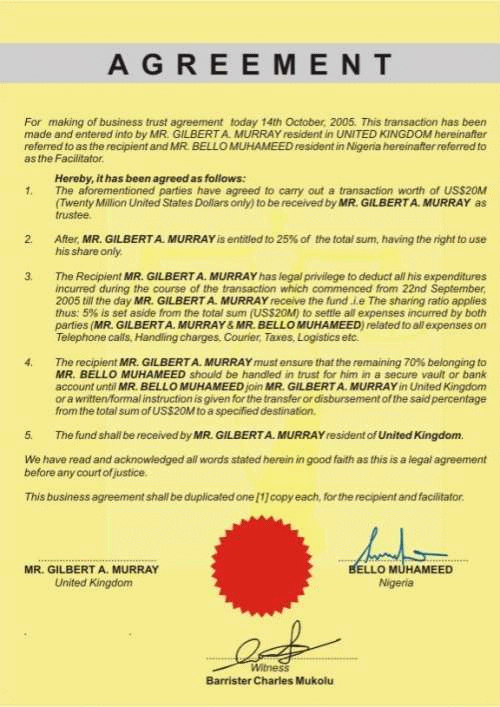 The fifth draft of a memorandum of understanding