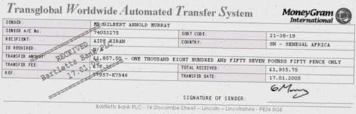 A forged TWATS receipt