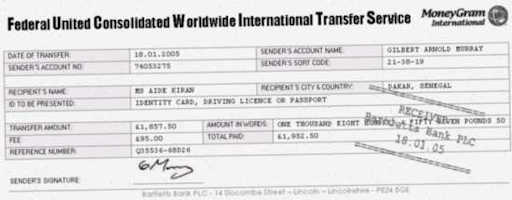 A forged FUCWITS receipt