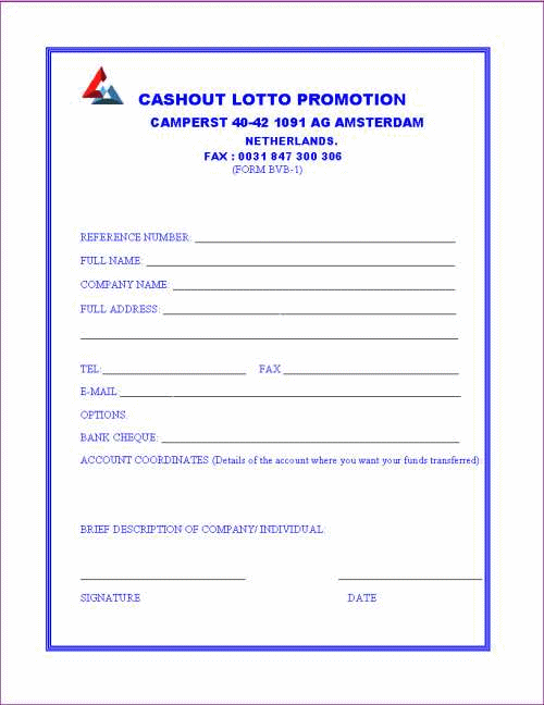 A forged lottery form