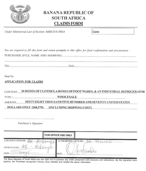 A forged claims form