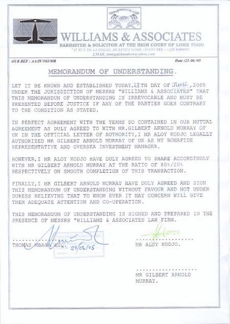 A forged memorandum of understanding