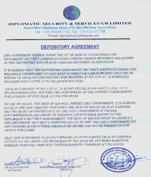 A forged depository agreement