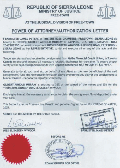 A forged power of attorney