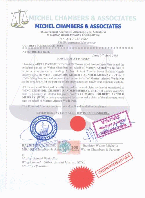 A forged power of attorney