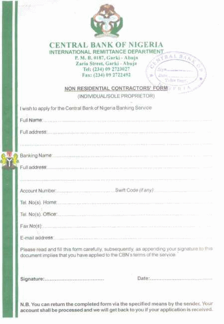 A forged non-residential contractors' form