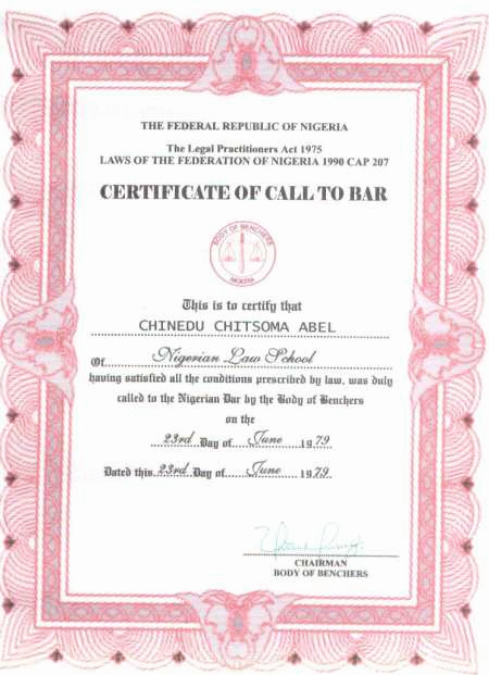 A forged call to bar certificate